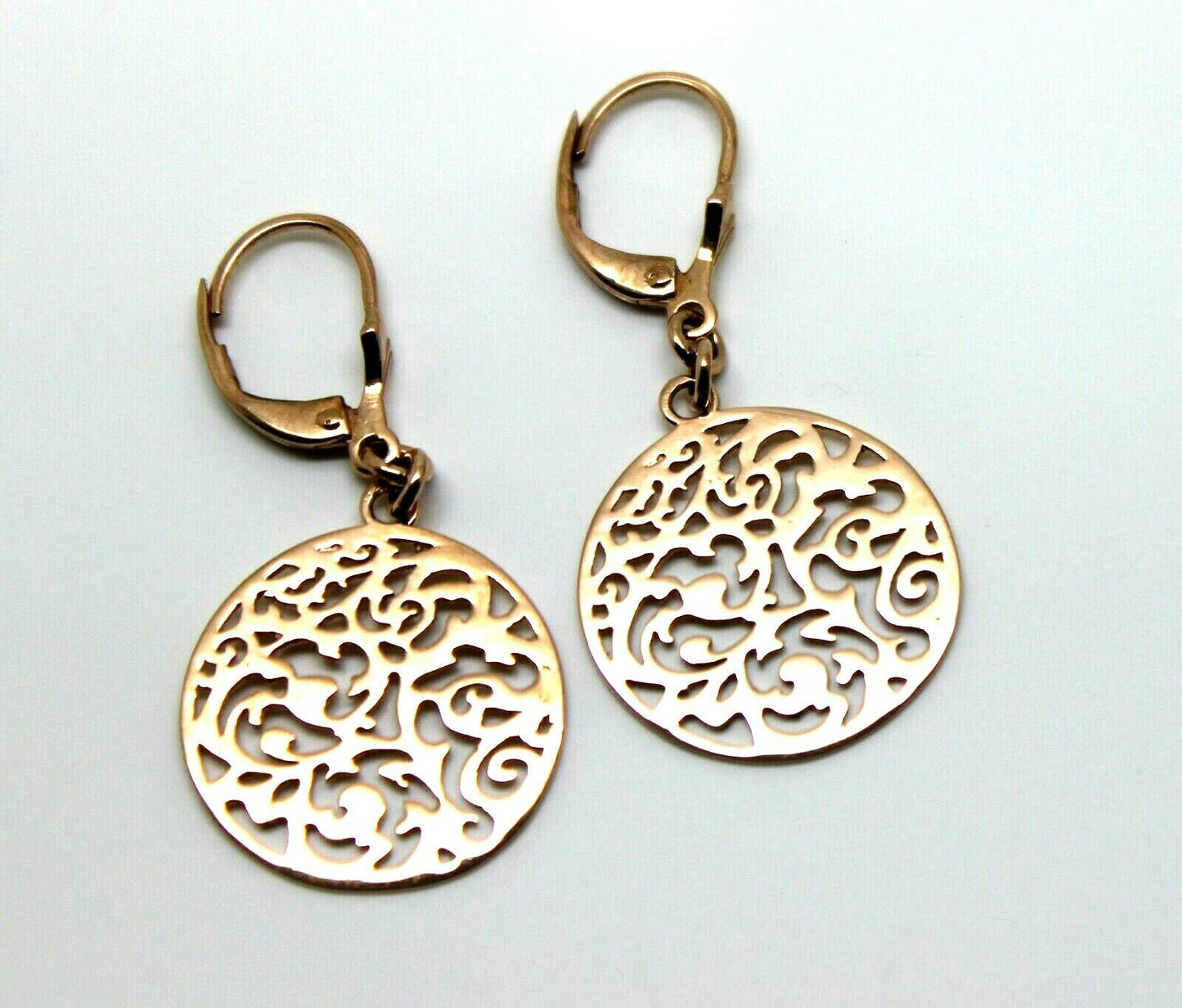 Genuine 9ct Yellow, Rose Or White Gold Antique Filigree Drop Earrings Continental hooks