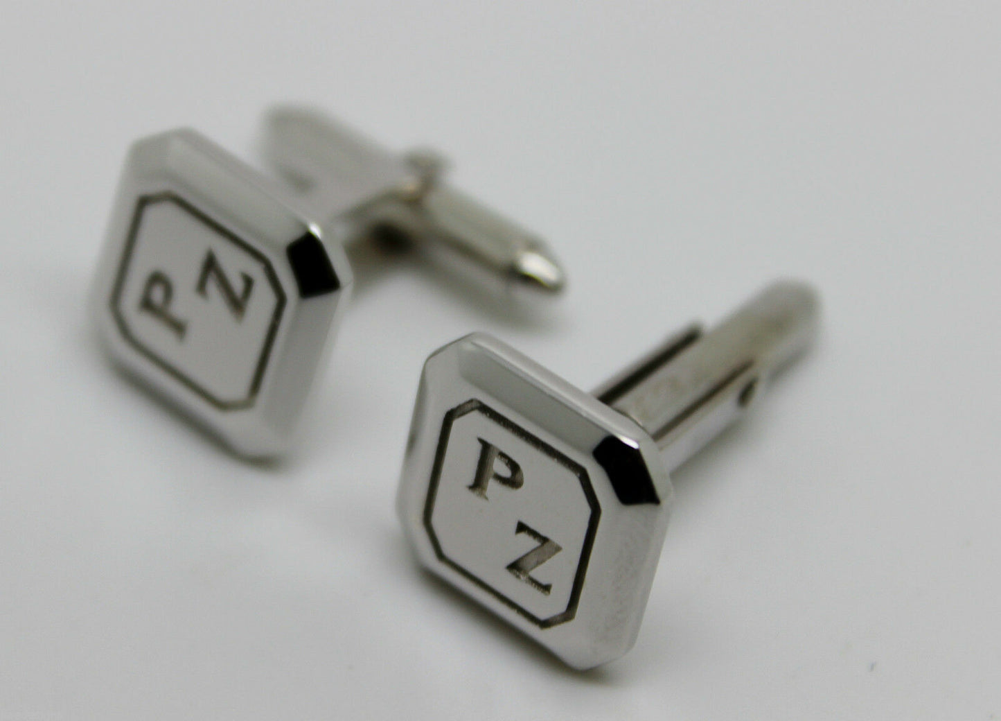 Genuine 9ct 9K Full Solid Custom Made Heavy Engraved Cufflinks White Gold