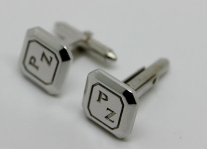 Genuine 9ct 9K Full Solid Custom Made Heavy Engraved Cufflinks White Gold