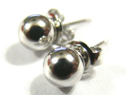 Genuine 14ct 14k White Gold 7mm Stud Ball Earrings With Butterfly Backs