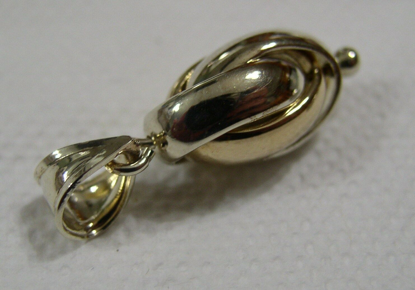 Genuine 9ct 9k 375 Yellow & White Gold Oval Triple Belcher Ball Pendant