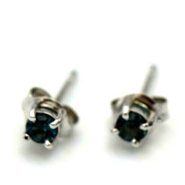 Kaedesigns New 9ct Solid White Gold London Blue Topaz 3mm Earrings