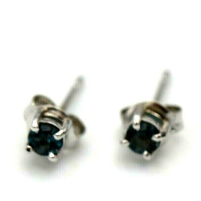 Kaedesigns New 9ct Solid White Gold London Blue Topaz 3mm Earrings