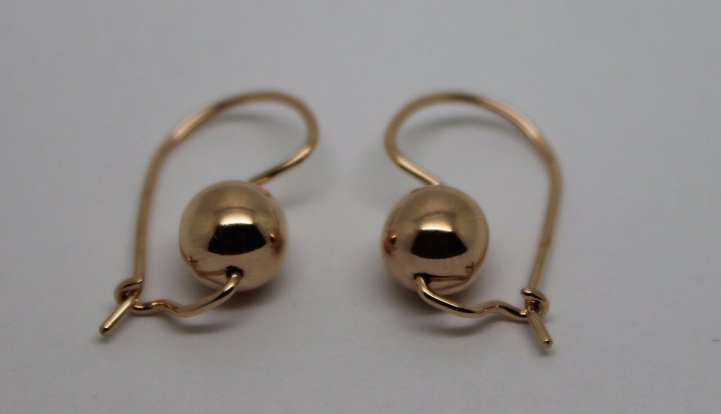Kaedesigns Genuine 9ct 9k 375 Yellow, Rose or White Gold 8mm Plain Ball Drop Earrings