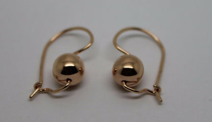 Kaedesigns Genuine 9ct 9k 375 Yellow, Rose or White Gold 8mm Plain Ball Drop Earrings