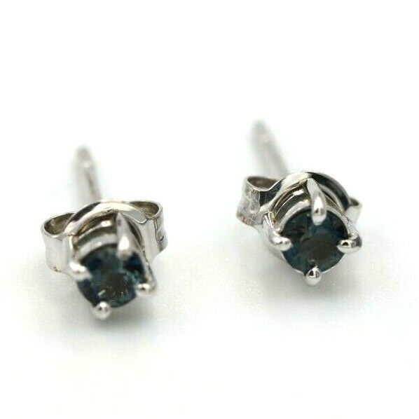 Kaedesigns New 9ct Solid White Gold London Blue Topaz 3mm Earrings