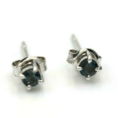 Kaedesigns New 9ct Solid White Gold London Blue Topaz 3mm Earrings