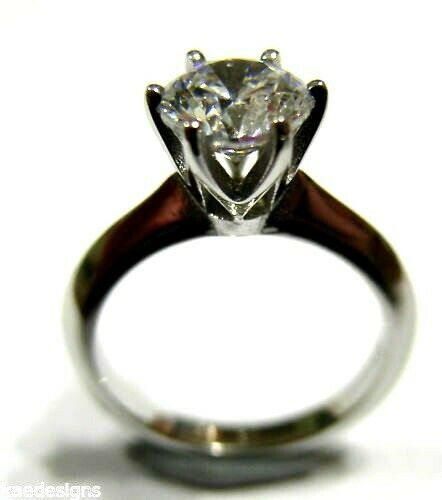 Kaedesigns, New Genuine 9ct Solid White Gold Claw Set Ring Size N