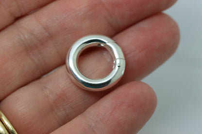Genuine Large Sterling Silver 14mm, 17mm or 21mm Round Spring Circle Clasp Shortener Polished