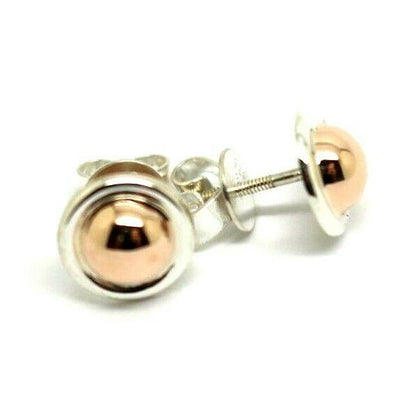 Kaedesigns New Genuine Sterling Silver & 9ct 9k Rose Gold 375 6mm Half Ball Earrings