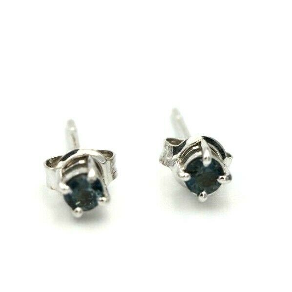 Kaedesigns New 9ct Solid White Gold London Blue Topaz 3mm Earrings