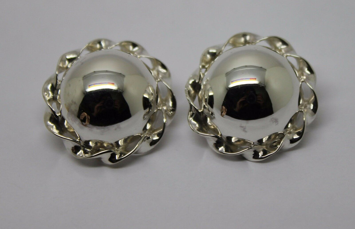 Kaedesigns Sterling Silver 925 Half Large Ball Round Clip On Earrings