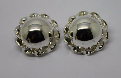 Kaedesigns Sterling Silver 925 Half Large Ball Round Clip On Earrings