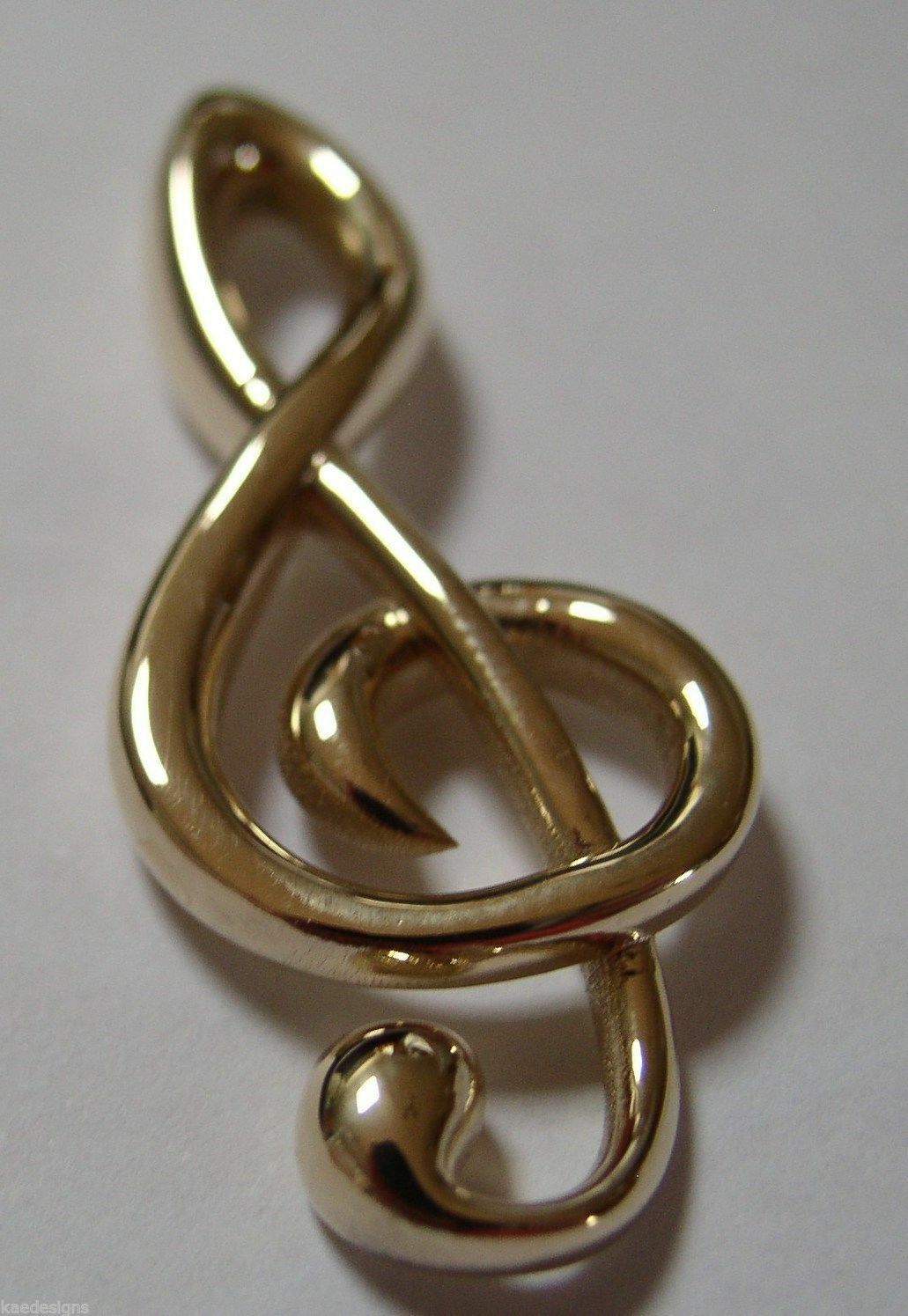 Heavy Solid 9ct Yellow or Rose or White Gold Treble Clef Music Note pendant