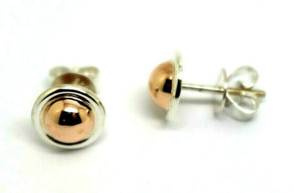 Kaedesigns New Genuine Sterling Silver & 9ct 9k Rose Gold 375 6mm Half Ball Earrings
