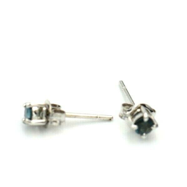 Kaedesigns New 9ct Solid White Gold London Blue Topaz 3mm Earrings