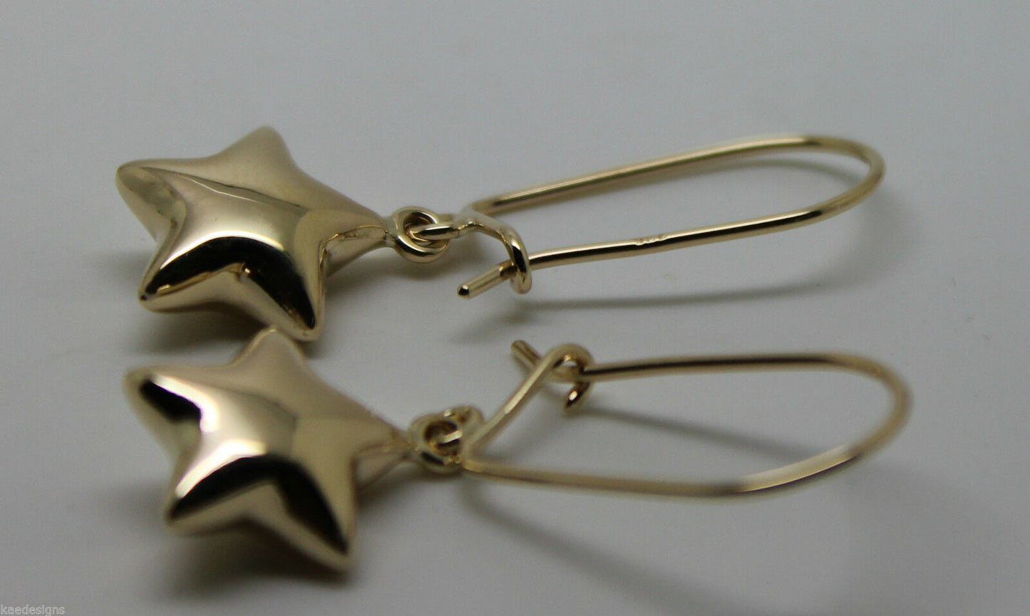 Genuine 9ct 9k 375 Yellow Or White Or Rose Gold Bubble Drop Star Closed Hook Earrings