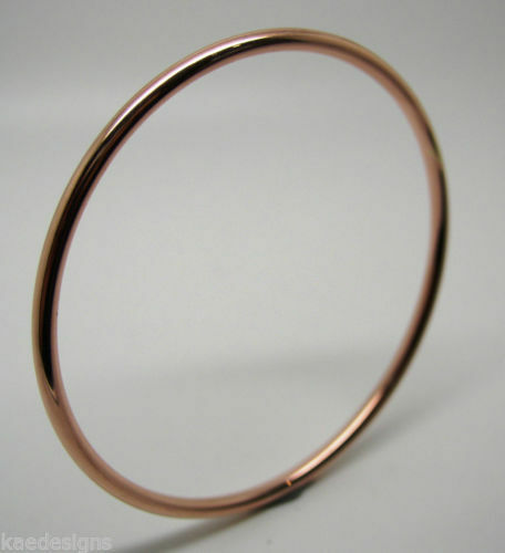 Genuine 9ct 9K 375 Yellow, Rose or White Gold 3mm Wide Hollow Golf Bangle 64mm Diameter