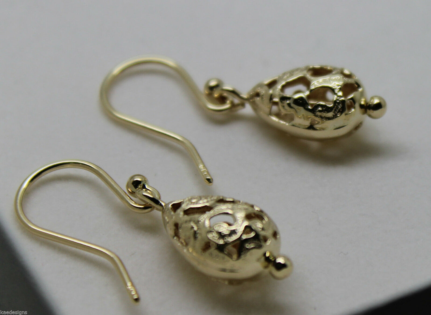 Kaedesigns 9ct 9k 375 Yellow Or White Or Rose Gold Teardrop Filigree Earrings