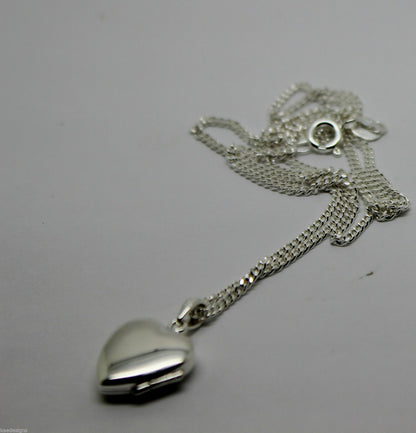Sterling Silver 925 Heart Locket Pendant 2 Photos & Silver Chain