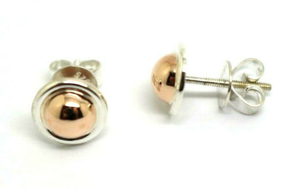 Kaedesigns New Genuine Sterling Silver & 9ct 9k Rose Gold 375 6mm Half Ball Earrings