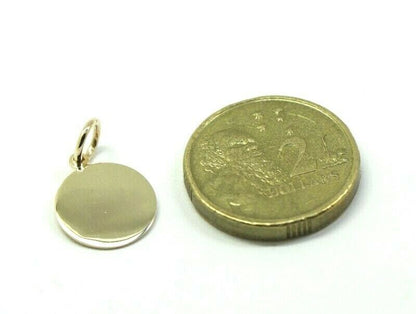 Genuine 9ct 9k 375 Solid Yellow, Rose or White Gold 12mm disc round circle pendant