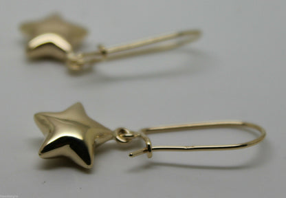Genuine 9ct 9k 375 Yellow Or White Or Rose Gold Bubble Drop Star Closed Hook Earrings