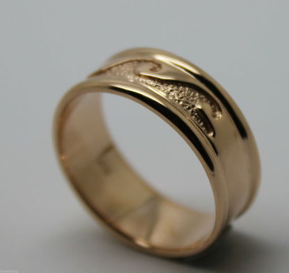 Small Size I / 4 Genuine Solid New 9ct 9kt Yellow, Rose or White Gold Surf Wave Ring