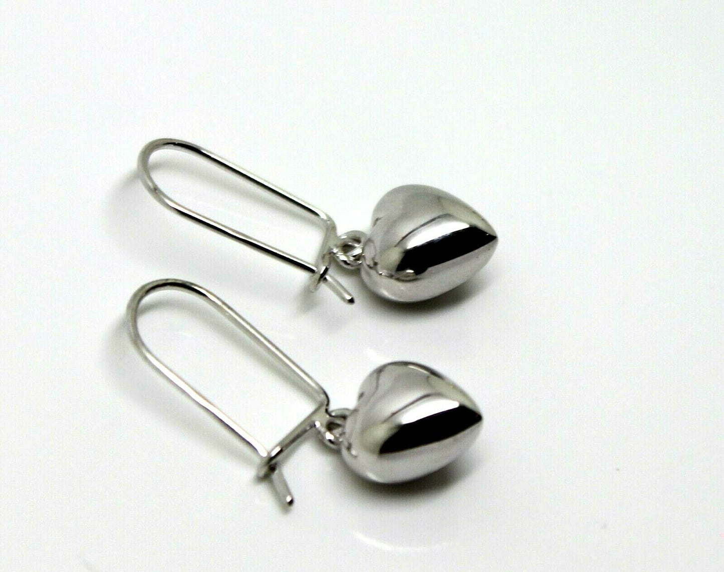 Kaedesigns  9ct Yellow, Rose or  White Gold Dangle Puffed Heart Closed Hooks Earrings