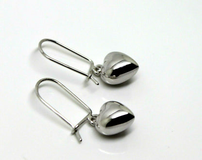 Kaedesigns  9ct Yellow, Rose or  White Gold Dangle Puffed Heart Closed Hooks Earrings