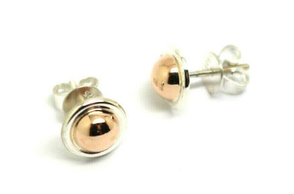 Kaedesigns New Genuine Sterling Silver & 9ct 9k Rose Gold 375 6mm Half Ball Earrings