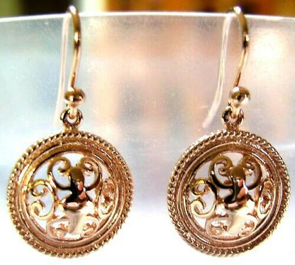 Kaedesigns, Heavy 9ct Yellow Or White Or Rose Gold  Filigree Round Hook Earrings