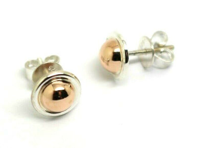 Kaedesigns New Genuine Sterling Silver & 9ct 9k Rose Gold 375 6mm Half Ball Earrings