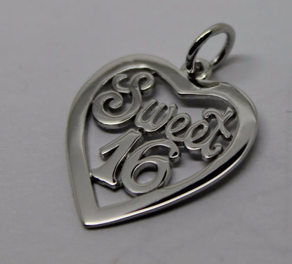 Kaedesigns Genuine 9ct Yellow or Rose or White Gold or Silver Sweet 16 Pendant