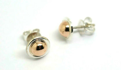 Kaedesigns New Genuine Sterling Silver & 9ct 9k Rose Gold 375 6mm Half Ball Earrings