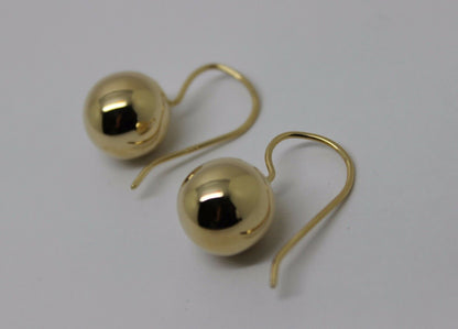 Kaedesigns Genuine 9ct 9k 375 Yellow, Rose or White Gold 12mm Euro Ball Drop Earrings