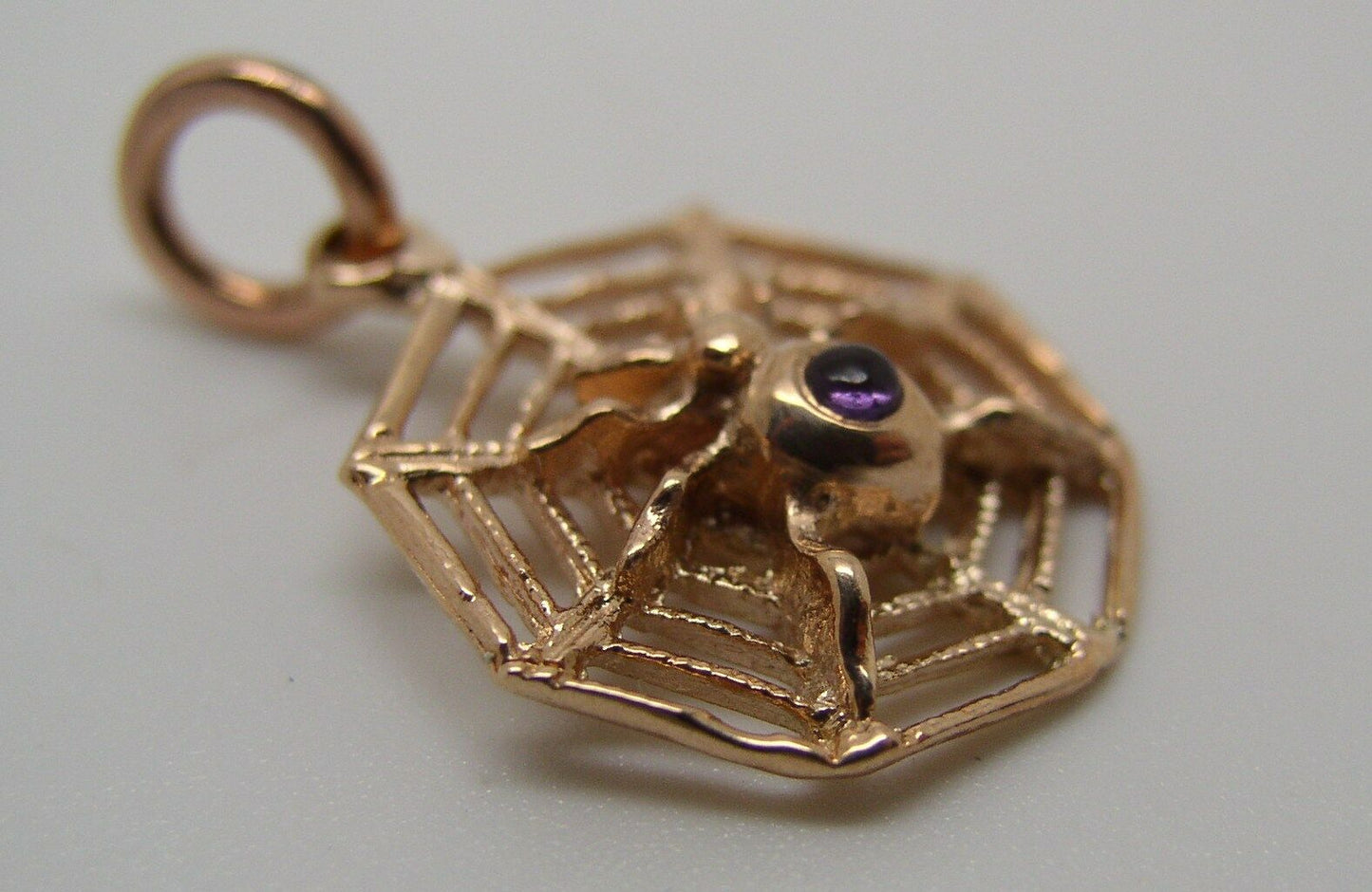 Kaedesigns New Genuine 9ct Yellow, Rose or White Gold Spider Web Set With Amethyst Pendant