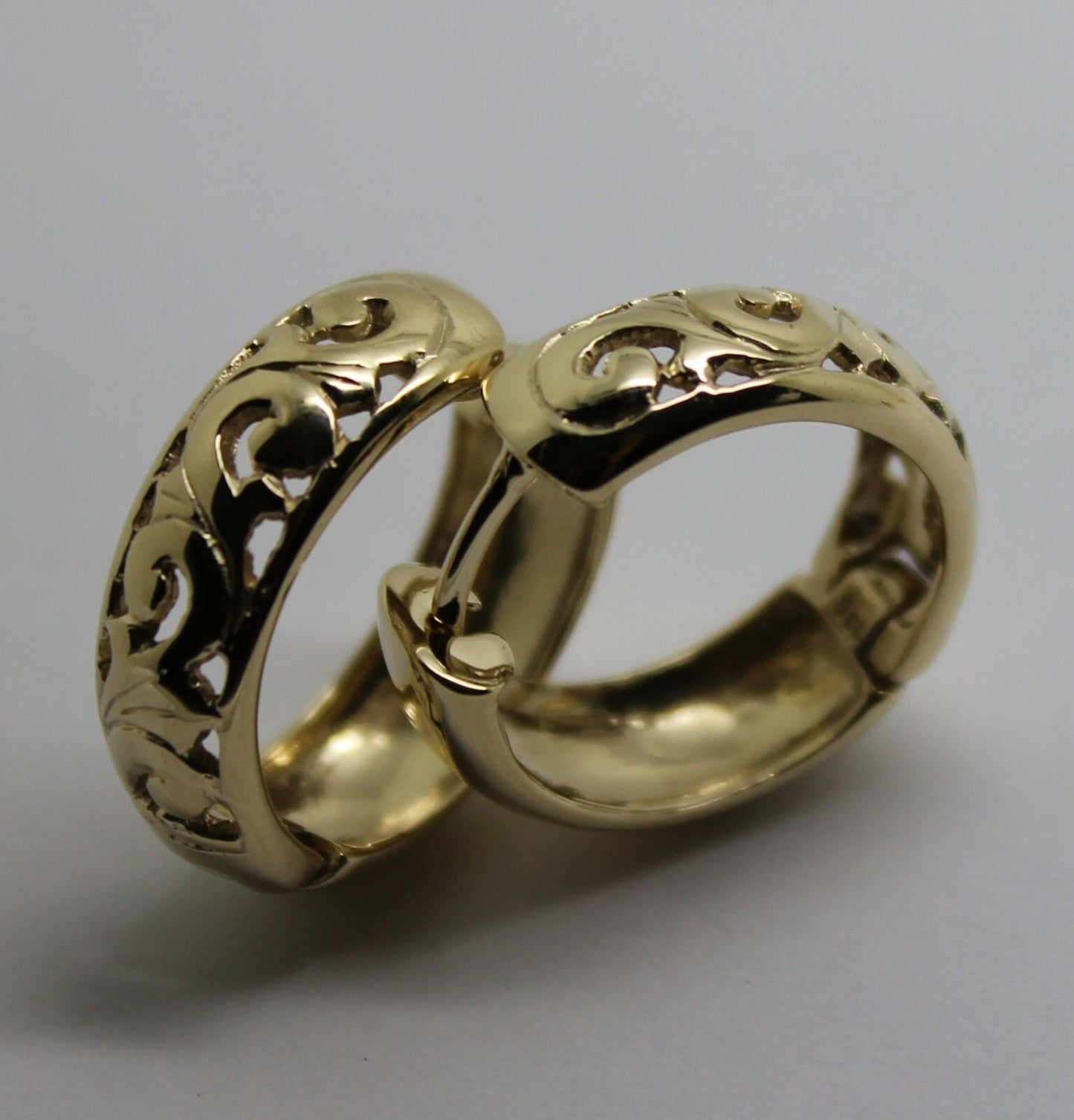 Kaedesigns Genuine 9ct 9k 375 Solid Yellow, Rose or White Gold Hoop Filigree Huggies Earrings