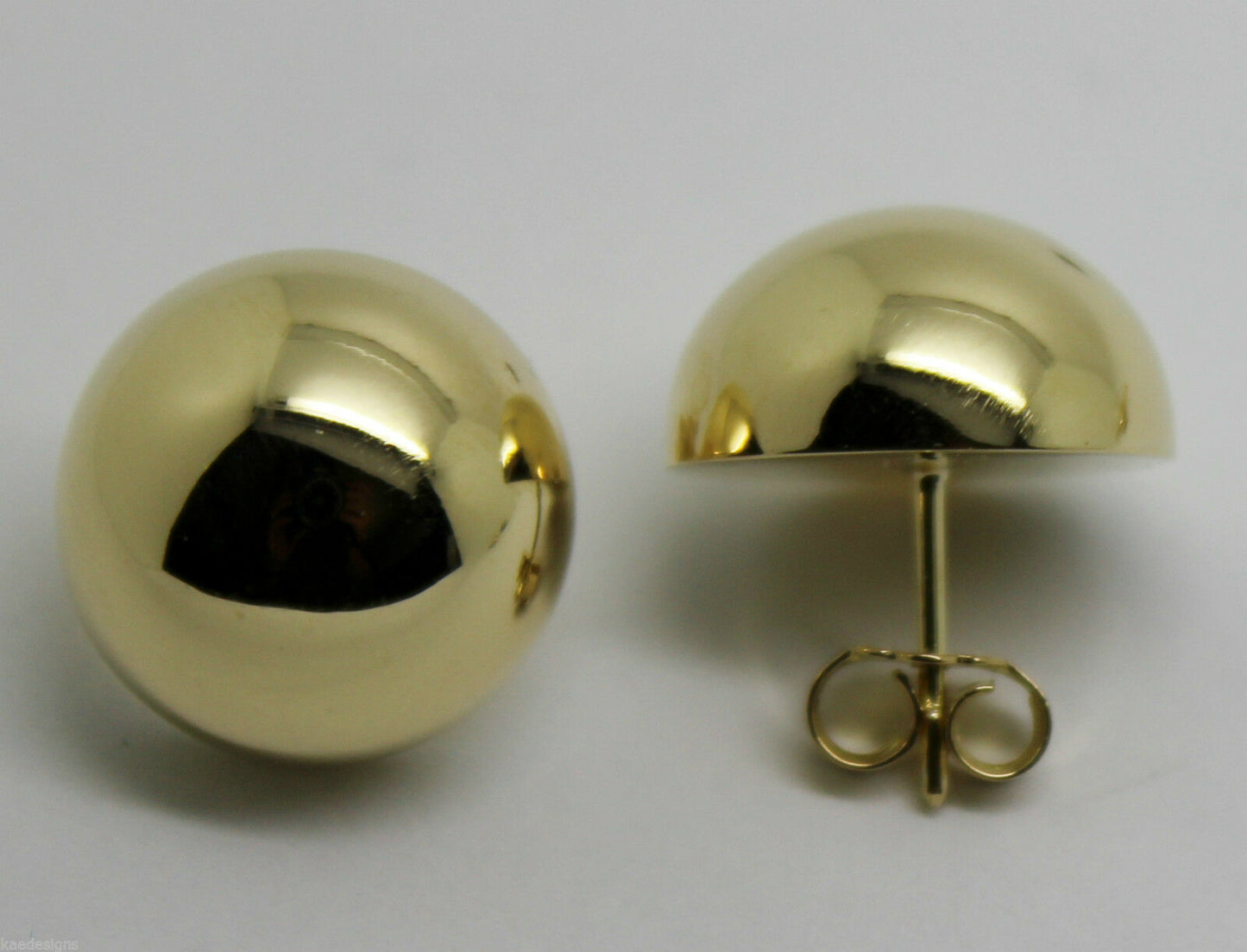 Kaedesigns, 9ct  9k Yellow Or White Or Rose Gold 375 18mm Half Ball Hook Earrings