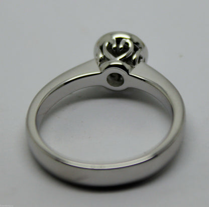 Genuine Cubic Zirconia 9ct Solid White Gold  Ring Size Q