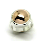 Genuine Large Sterling Silver 925 & 9ct Rose Gold 375 Half Ball Button Ring