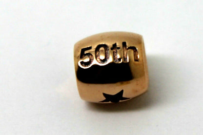 9ct Rose Gold 50th Birthday Anniversary Bead Charm Bracelet