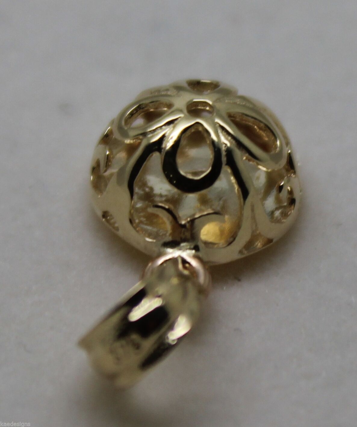 Genuine Solid 9ct Yellow Or Rose Or White Gold Half Ball Filigree Flower Pendant