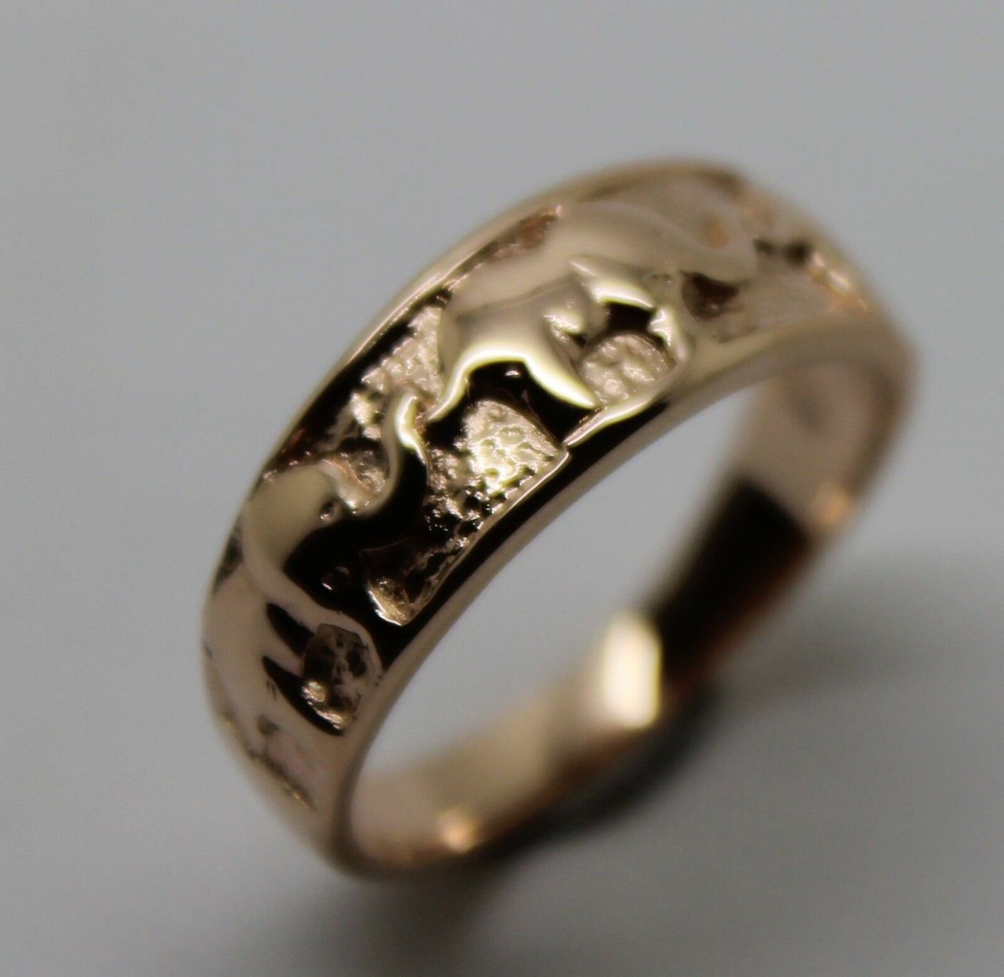 Size K Genuine 9ct 9kt 375 Full Solid Yellow, Rose or White Gold Lucky Elephant Ring 209