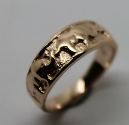 Size K Genuine 9ct 9kt 375 Full Solid Yellow, Rose or White Gold Lucky Elephant Ring 209