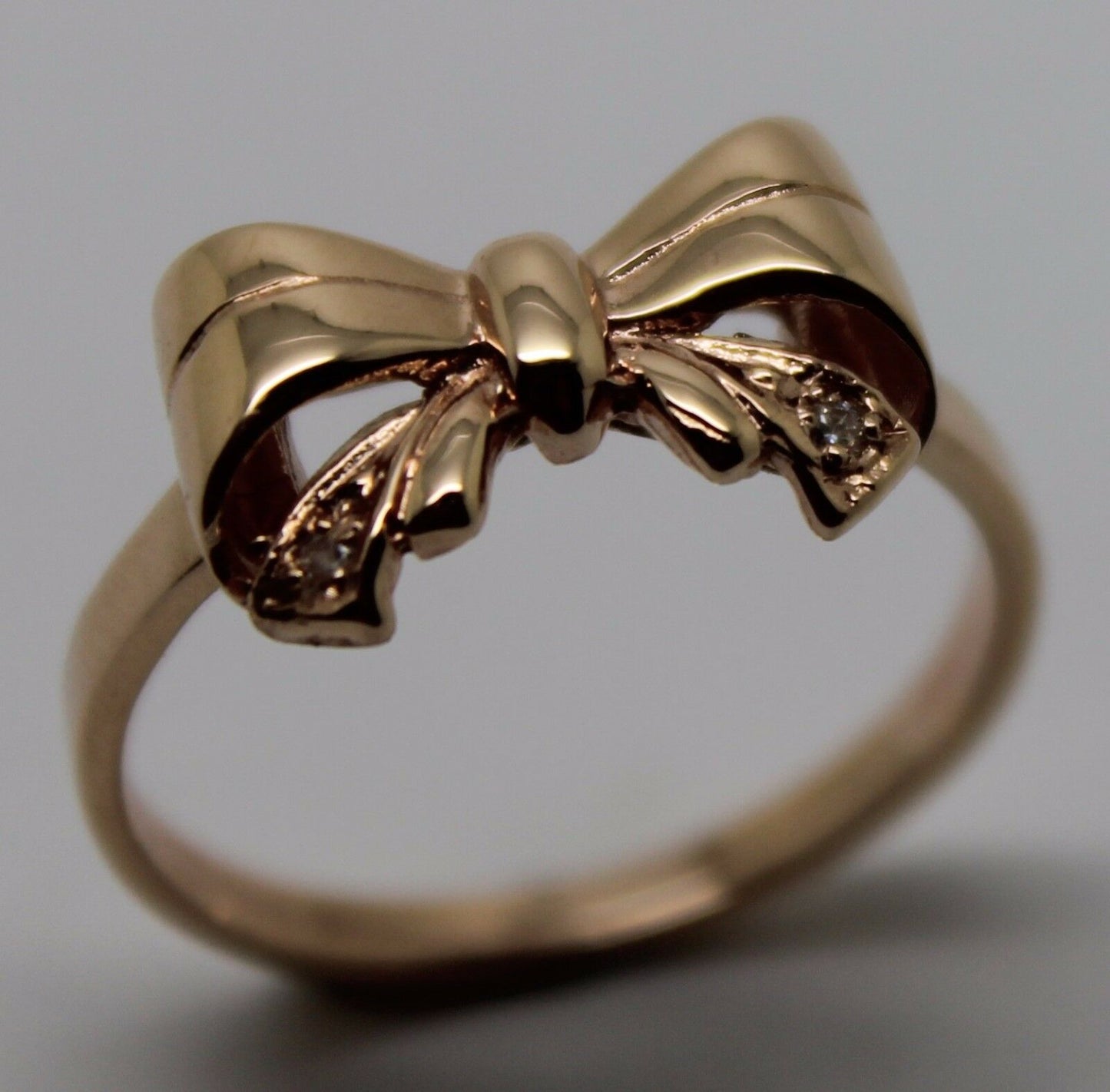 Genuine 9ct 375 Solid Yellow Or Rose Or White Gold Bow With 2 Cubic Zirconia In Your Size