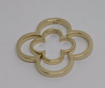 Genuine Solid 9ct 9kt Yellow, Rose or White Gold Small And Large Four Leaf Clover Pendant