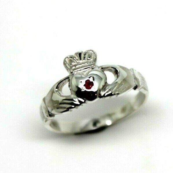 Kaedesigns Sterling Silver 925 Ruby (Birthstone July) Claddagh Ring