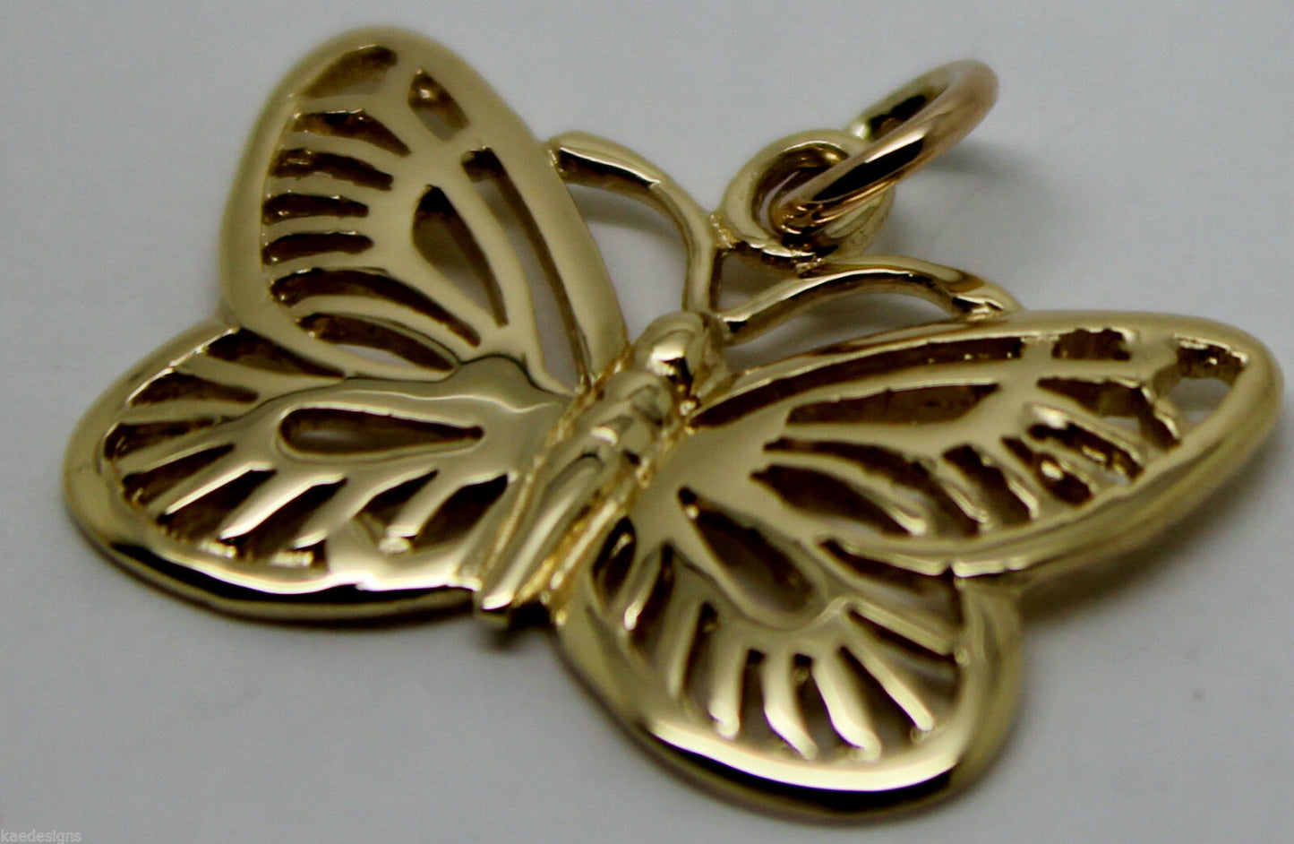 Kaedesigns, Genuine New 9ct 9kt Yellow, Rose Or White Gold Filigree Butterfly Pendant 342
