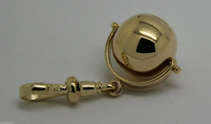 Genuine 9ct Yellow or Rose or White Gold Plain 14mm Ball Spinner with Swivel Clasp